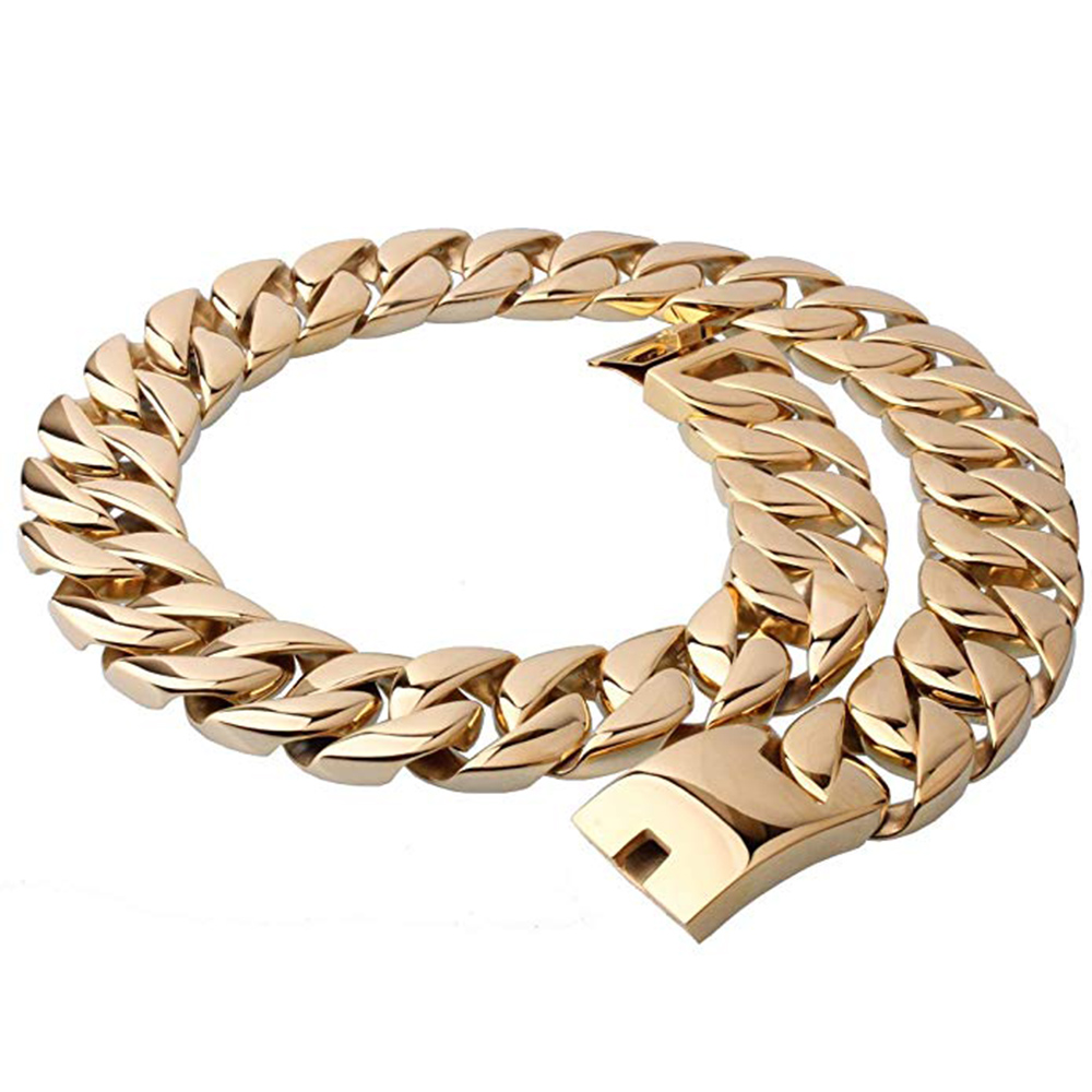 31mm Huge Stainless Steel Curb Cuban Chain Necklace Men Women Hiphop Heavy Gold Tone Flat Round Punk Rock Titanium steel Bike Biker Necklace Bracelet 