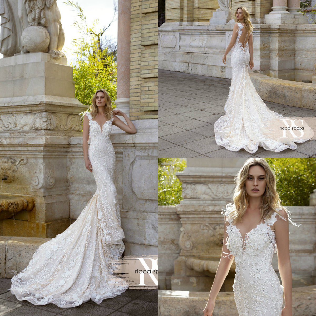 2020 Berta Mermaid Wedding Dresses Feather Appliqued Lace V Neck Sweep Train Boho Wedding Gowns Custom Made Beach robes de mariée Backless, White
2020 Berta Mermaid Wedding Dresses Feather Appliqued Lace V Neck Sweep Train Boho Wedding Gowns Custom Made Beach robes de mariée Backless, White
