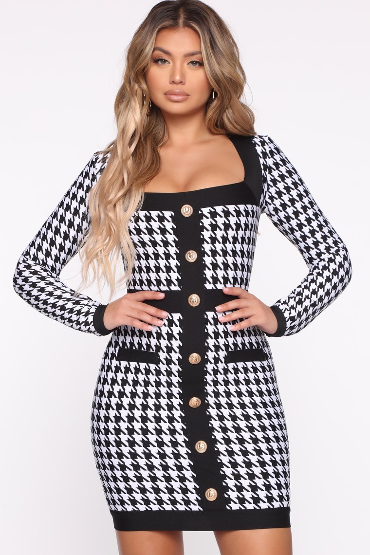 new winter plover square neck straight fashion casual printing decorative buttons Slim dress