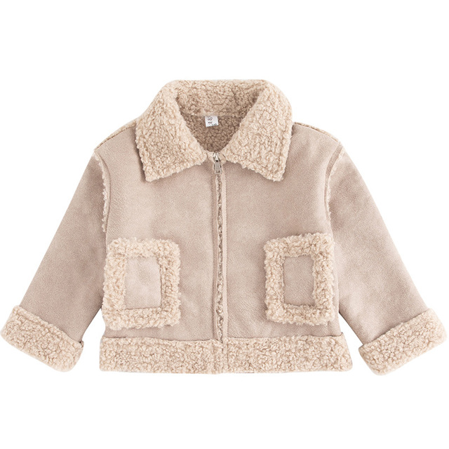 Children's clothing girls lamb coat winter new children's thick jacket in the big boy plus velvet leather jacket, Beige
Children's clothing girls lamb coat winter new children's thick jacket in the big boy plus velvet leather jacket, Beige
