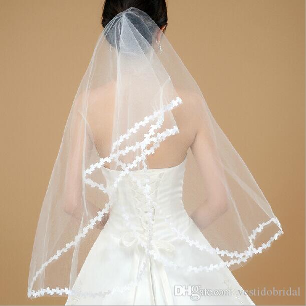 2022 Cheapest Wedding Veils White Ivory Pink Red Lace Elbow Veils For Bridal Wedding Event Veil