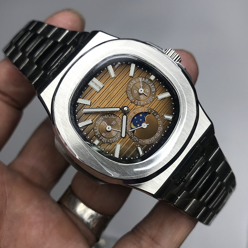 Luxury mens watch automatic glide smooth second hand blue dial 315L stainless steel all sub dials works luminous wristwatches, Slivery;brown
Luxury mens watch automatic glide smooth second hand blue dial 315L stainless steel all sub dials works luminous wristwatches, Slivery;brown