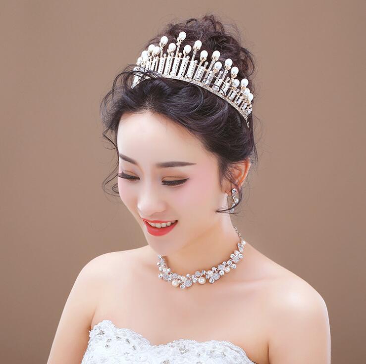 Bridal Jewelry valentine's day gift bride accessories set for Wedding decorations necklace earrings and a crown set