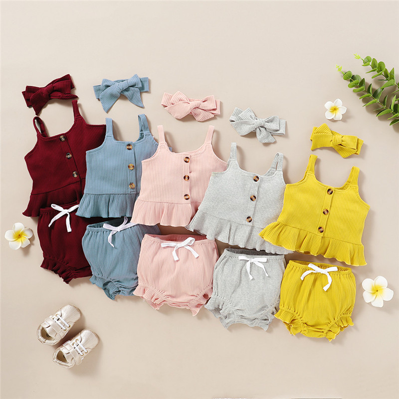 3PCS Summer Solid Newborn Kid Baby Girls Ruffles Solid Suspender Tops+Shorts+Headband Outfits Casual Baby Set roupa, Blue
3PCS Summer Solid Newborn Kid Baby Girls Ruffles Solid Suspender Tops+Shorts+Headband Outfits Casual Baby Set roupa, Blue