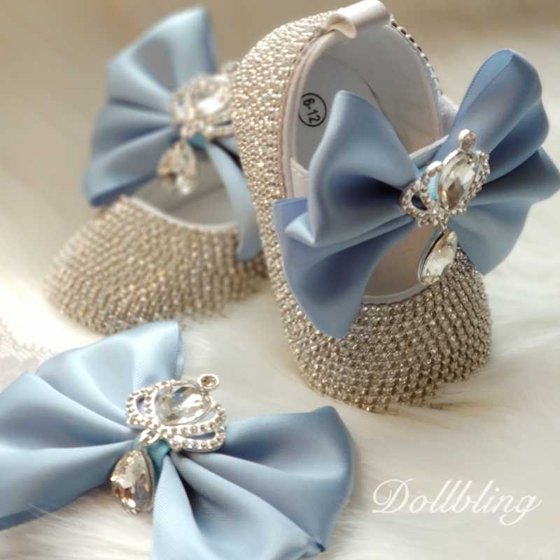 Baby Blue Absolutely Stunning Crown Jewery Diamond Shoes Perfect for All Special Occasion Pregnant Keepsakes Gifts
