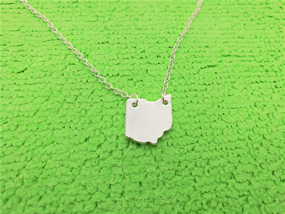 Cute Outline Ohio State Necklaces OH State Map America USA State Map Necklaces for Hometown Souvenir Gifts