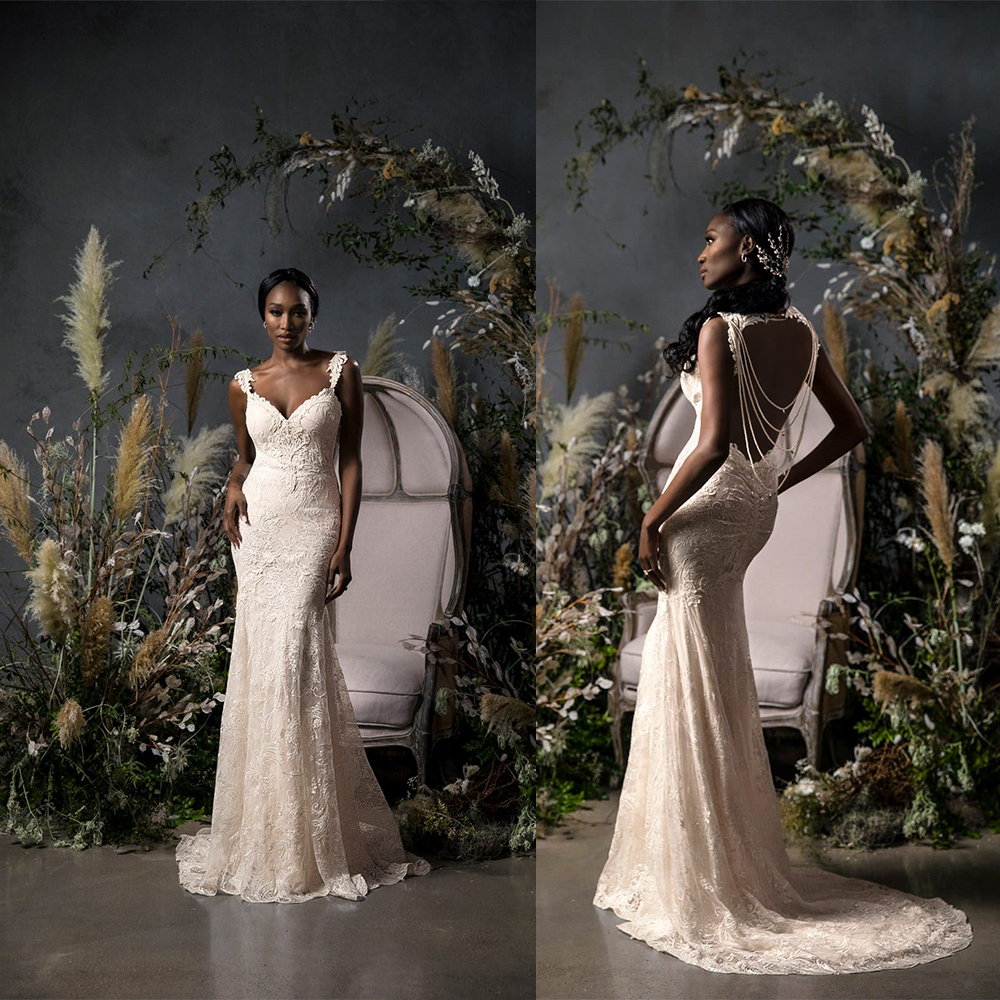 Naama&Anat Black Girl Beading Mermaid Wedding Dresses Sexy V Neck Lace Appliques Bridal Gowns Sweep Train Tassel Backless Wedding Dress, Lavender
Naama&Anat Black Girl Beading Mermaid Wedding Dresses Sexy V Neck Lace Appliques Bridal Gowns Sweep Train Tassel Backless Wedding Dress, Lavender