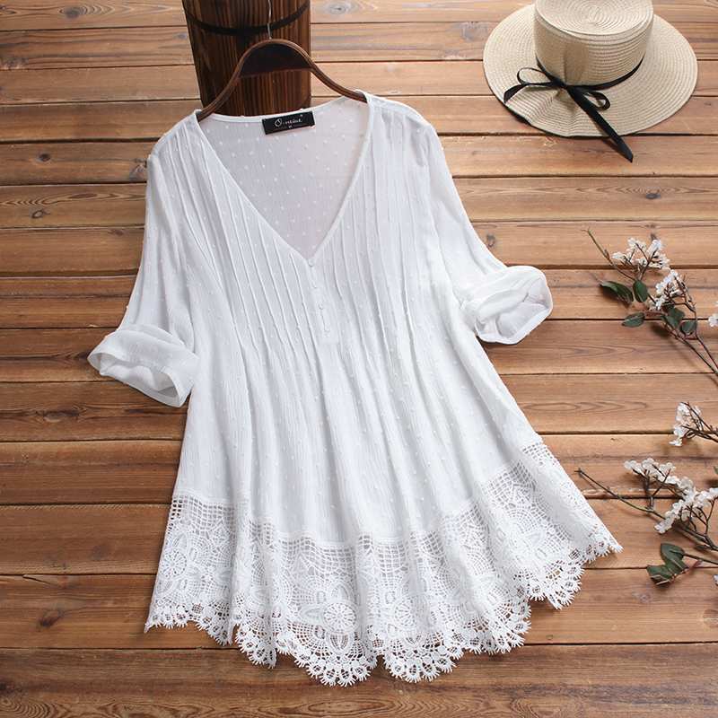 Tops Blouse Women Jacquard Pleated Shirts 2020 Vintage Female Casual Patchwork Lace Hollow Out Blusas Plus Size Tunic Tops 5XL, White
Tops Blouse Women Jacquard Pleated Shirts 2020 Vintage Female Casual Patchwork Lace Hollow Out Blusas Plus Size Tunic Tops 5XL, White