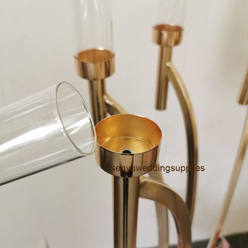 New style Metal Candelabra Holders Acrylic Wedding Table Centerpieces Flower Stand Candle Holder Candelabrum For Home Decor senyu0318 XJ260305