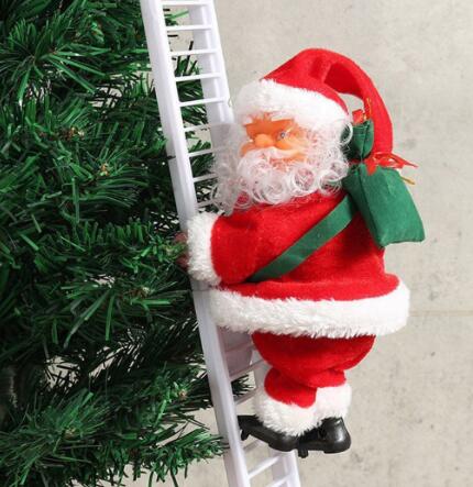 Electric Climbing Ladder Santa Claus Christmas Figurine Ornament Xmas Party DIY Crafts Festival Navidad