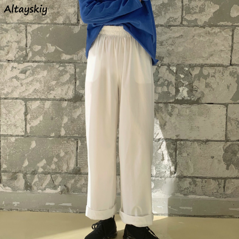 Pants Women Ankle-Length Loose Pockets Solid Elastic Waist Simple Korean Style BF Ulzzang New Trendy Streetwear Womens All-match, Black
Pants Women Ankle-Length Loose Pockets Solid Elastic Waist Simple Korean Style BF Ulzzang New Trendy Streetwear Womens All-match, Black