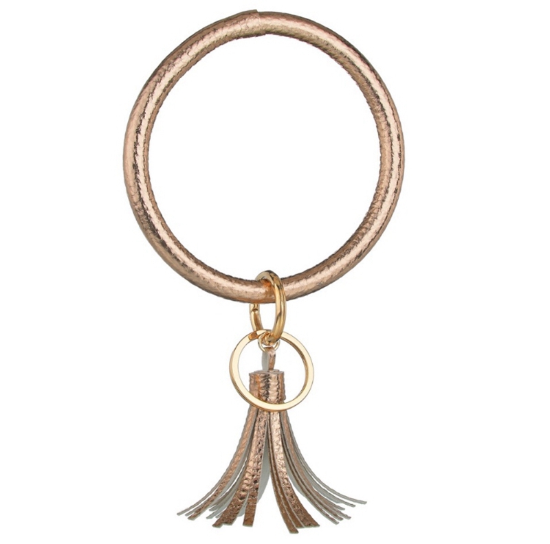 Bangle Keychain Bracelet Leather Tassel Bracelet Large Circle Key Ring Holder Wristlet Keyring Women Girls Fashion Jewelry 20pcs DW4555