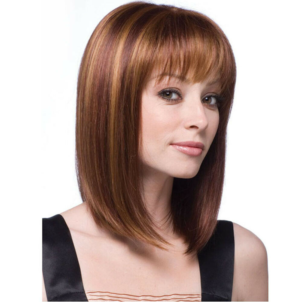 Ladies Short Straight Blonde Golden Brown Hair Wigs Fancy Dress Cosplay Party