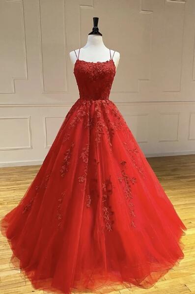 Eye Catching Ball Gown Prom Dresses Light Sky Blue/Dark Red/Yellow Long Evening Gowns Spaghetti