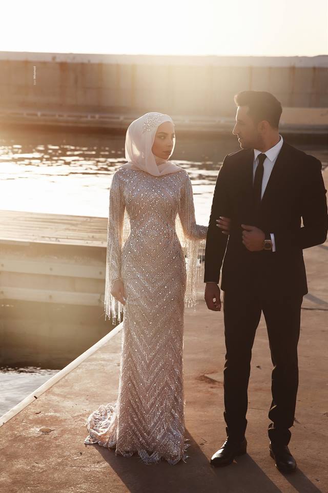 Luxury Muslim Mermaid Prom Dresses Long Sleeves Crystal Tassels Beading Sweep Train Formal Evening Gowns robes de soirée