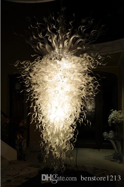 Hot Sale Transparent Pendant Light Free Shipping 100% Hand Blown Glass Chandelier Lighting Art Big Lamp Lobby Hall Gothic Chandelier