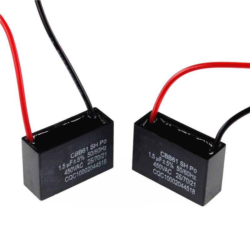 CBB61 450VAC 1.5UF fan starting capacitor lead length 10 with line capacitance