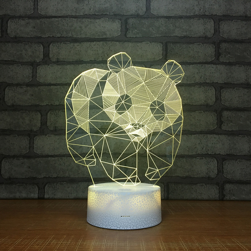 Panda Shape 3D Table Lamp LED Night Light 7 Colors Changing Bedroom Sleep Lighting Home Decor Gifts