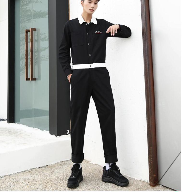 2020 new men's overalls jumpsuit men's loose long-sleeved jumpsuit Korean trend casual hip hop costumes, Black
2020 new men's overalls jumpsuit men's loose long-sleeved jumpsuit Korean trend casual hip hop costumes, Black