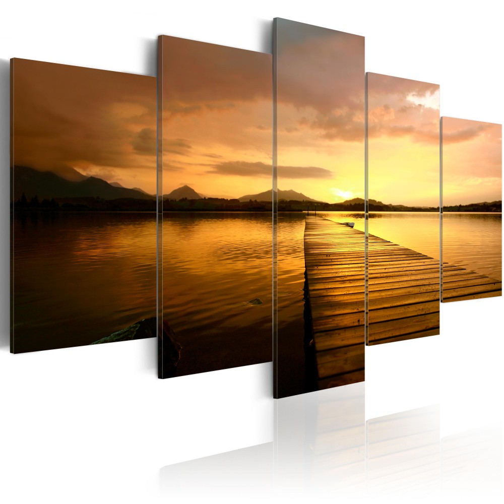 5 Panel Modern Printed Sea Sunset Landscape Painting Picture Cuadros Canvas Art Seascape Painting for Living Room No Frame Gift Oil Picture