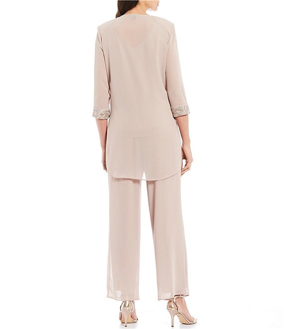 three pieces mother of the bride pant suits chiffon lace appliqued wedding guest dress plus size women formal outfit