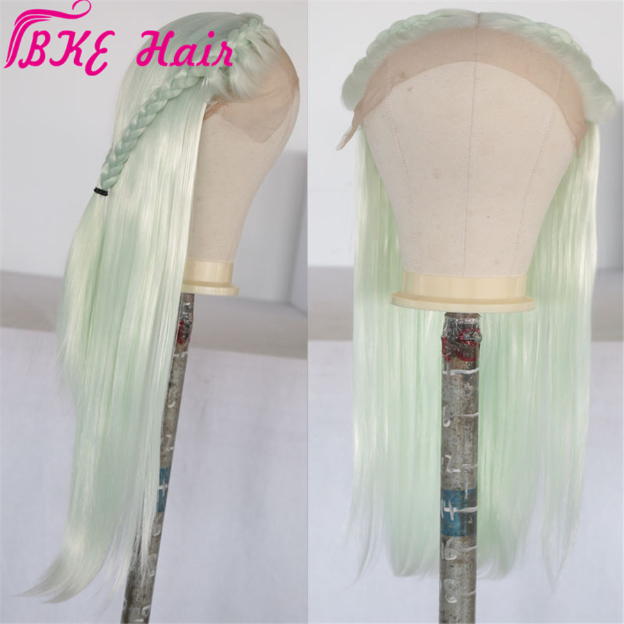High Temperature Glueless light Blue Wig Long Silky Straight Wigs Synthetic Lace Front Wig Middle Part Lace Wigs for Women