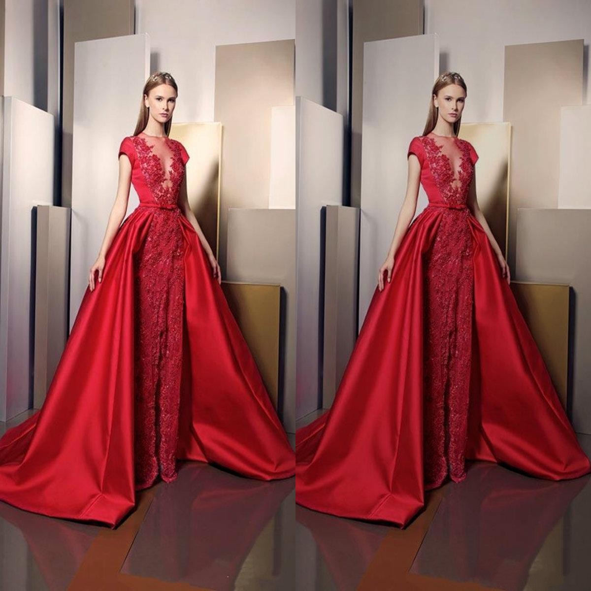 Red Prom Dresses Split Detachable Train Lace Appliques Evening Gowns Sheer Illusion Plunging Neckline Cap Sleeves Party Dress, Burgundy
Red Prom Dresses Split Detachable Train Lace Appliques Evening Gowns Sheer Illusion Plunging Neckline Cap Sleeves Party Dress, Burgundy