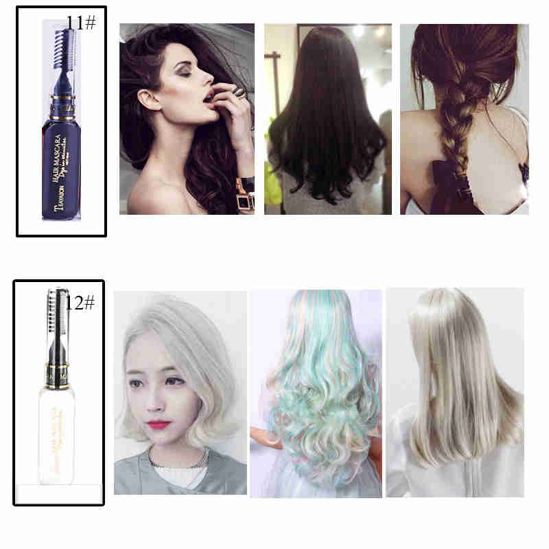 TEAYASON 13 Colors One-time Hair Color Hair Dye Temporary Non-toxic DIY Hair Color Mascara Dye Cream Blue Grey Purple