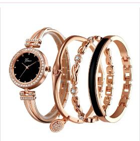 4 PCS Set Women Rose Gold Diamond Bracelet Watch Luxury Jewelry Ladies Female Girl Clock Casual Quartz Wristwatches WY105, Rose black set
4 PCS Set Women Rose Gold Diamond Bracelet Watch Luxury Jewelry Ladies Female Girl Clock Casual Quartz Wristwatches WY105, Rose black set