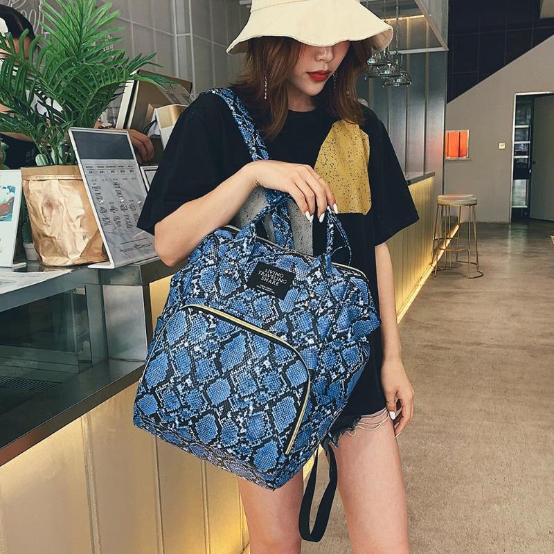 Multi-pocket Baby Nappy Diaper Bag Snake Print Mommy Travel Backpacks Large PU Leather Maternity Nappy Mummy Bags