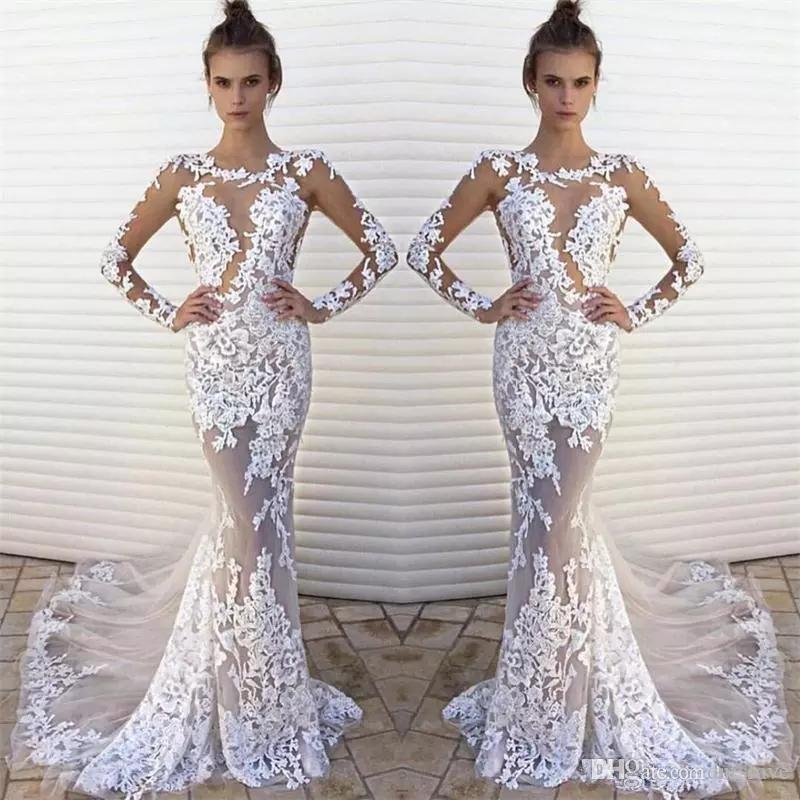 2020 New Sexy Mermaid Wedding Dresses Jewel Neck Lace Appliques Tulle Illusion Long Sleeves See Trough Sheer Formal Plus Size Bridal Gowns, Ivory
2020 New Sexy Mermaid Wedding Dresses Jewel Neck Lace Appliques Tulle Illusion Long Sleeves See Trough Sheer Formal Plus Size Bridal Gowns, Ivory