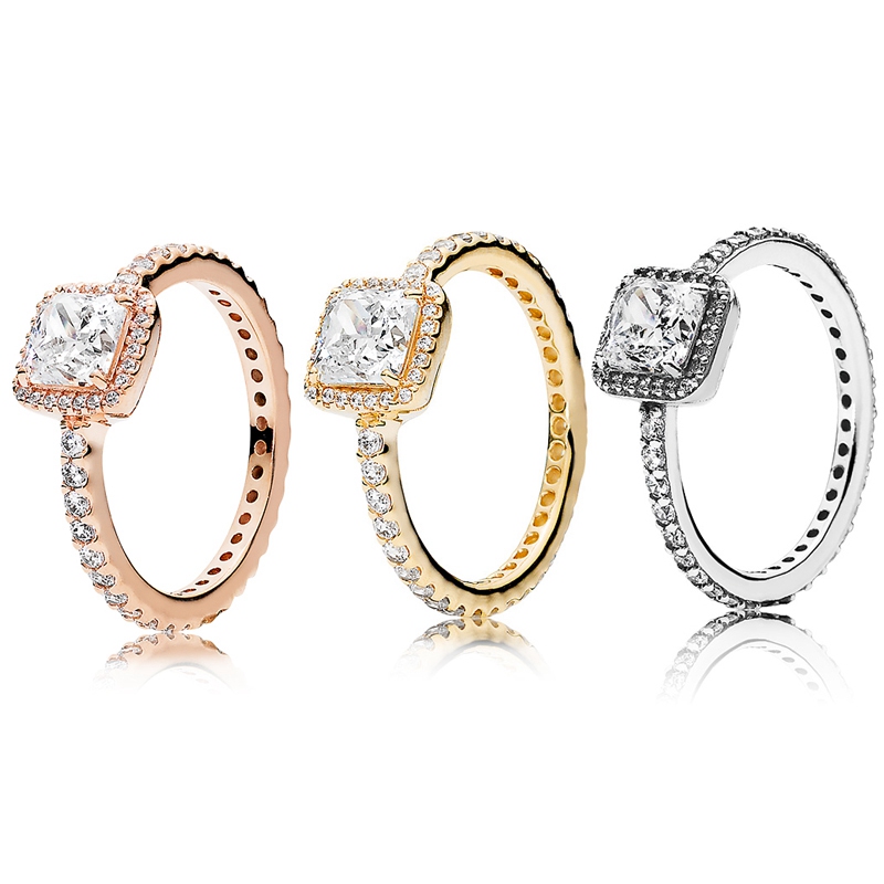 Square Sparkle Halo Ring Big CZ Diamond Wedding Rings Original Box for Pandora 925 Sterling Silver 18K Rose gold Gift Rings sets
Square Sparkle Halo Ring Big CZ Diamond Wedding Rings Original Box for Pandora 925 Sterling Silver 18K Rose gold Gift Rings sets