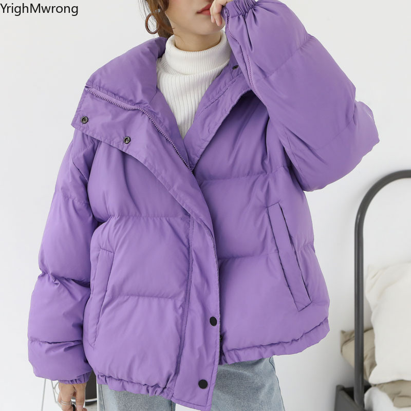 Single Breasted Warm Puff Cotton Padded Winter Loose Turtleneck Parkas Coat Solid Women Chaqueta Korean Harajuku Thick Outwear, Purple
Single Breasted Warm Puff Cotton Padded Winter Loose Turtleneck Parkas Coat Solid Women Chaqueta Korean Harajuku Thick Outwear, Purple