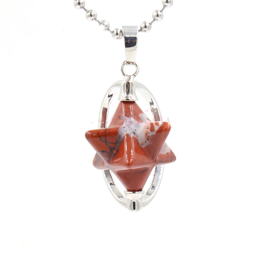 Reiki Healing Crystal Five Star Pendant Men and Women Stainless Steel Reiki Healing Necklace