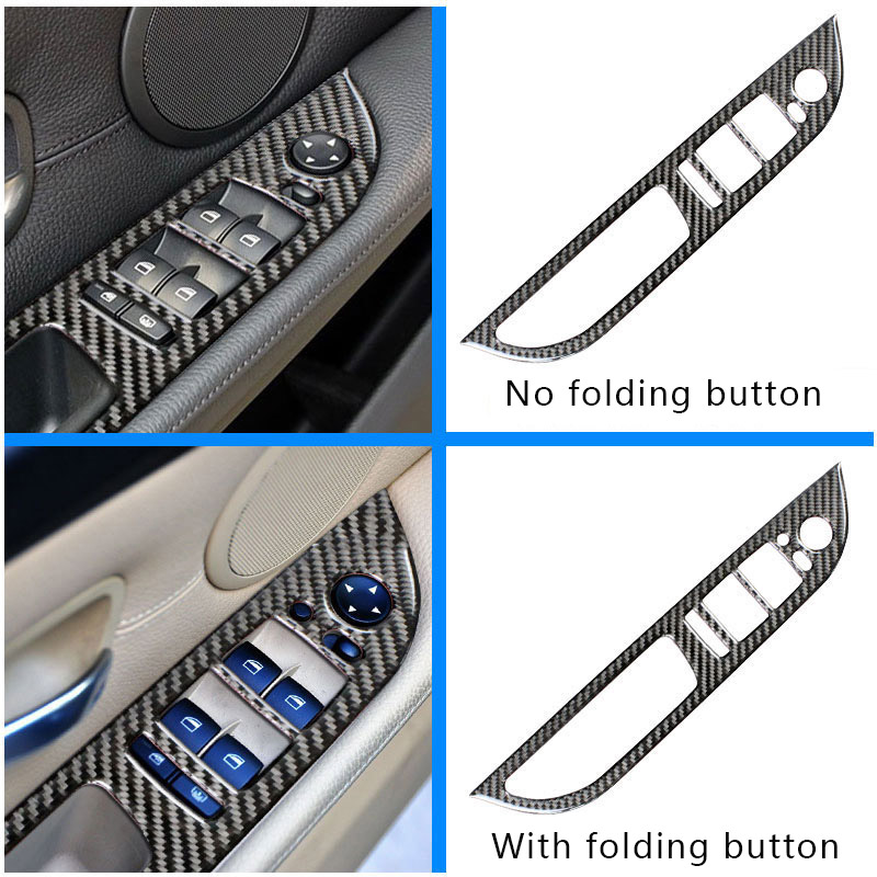 Car Door Buttons Panel Carbon Fiber Auto Door Bowl Stickers Covers Accessories For BMW 5 Series E60 E61 F10 2005-17 Car Styling