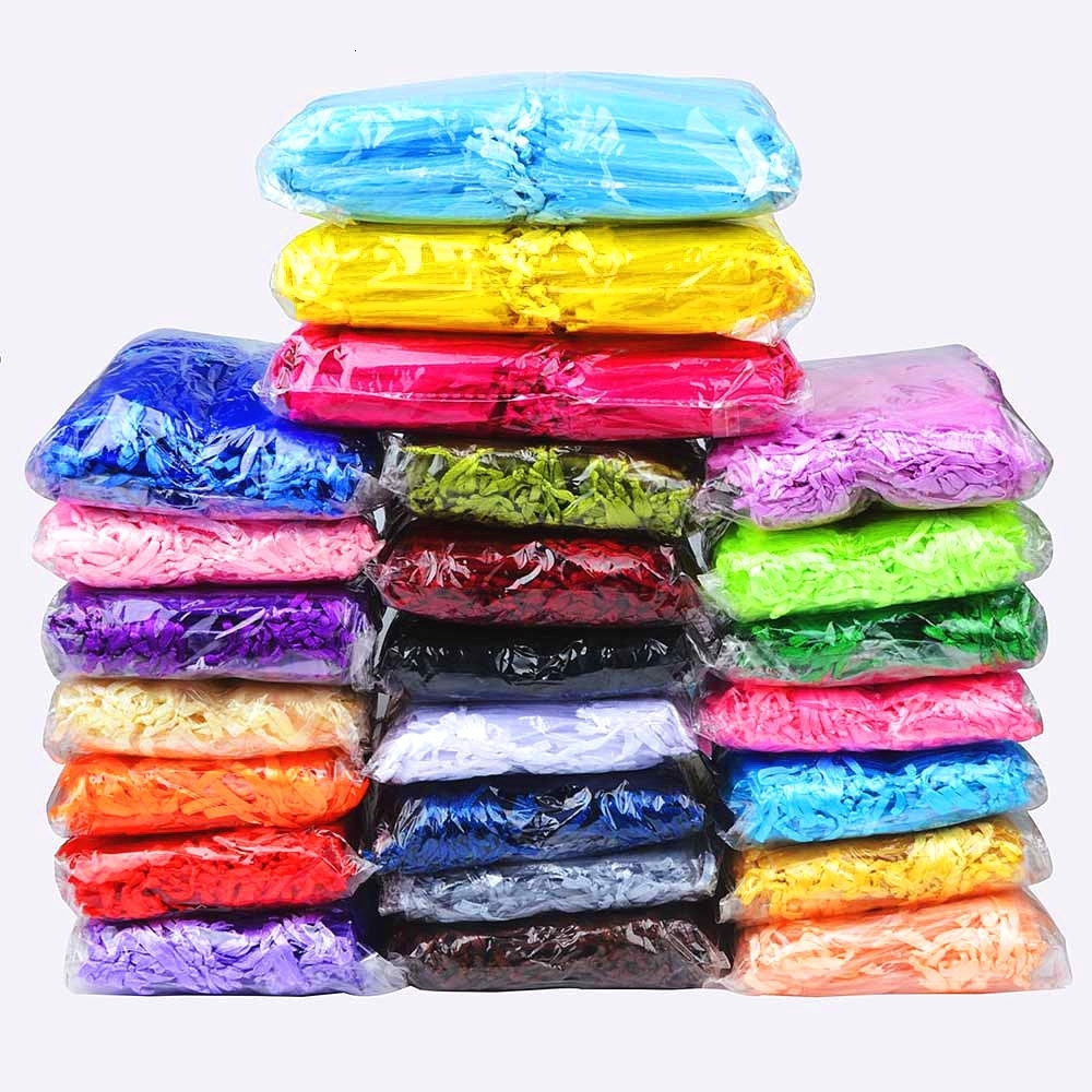 7x9cm 9x12cm 10x15 cm13x18CM Organza Jewelry Packaging Bags Wedding Party Decoration Drawable Gift Bags 24 colors GB1506