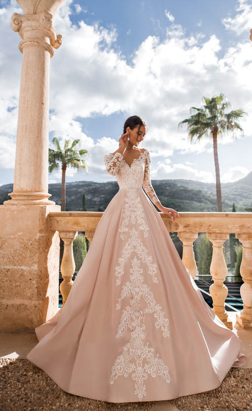 nora naviano lace wedding dresses long sleeve backless sweep train boho bridal gowns plus size robe de marie