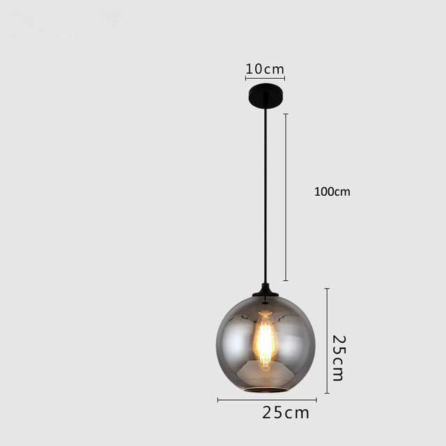 Modern Smoke Gray Glass Pendant Lights for Living Room Nordic Led Hanglamp Loft Industrial Hanging Lamp Home Decor Luminaire E27