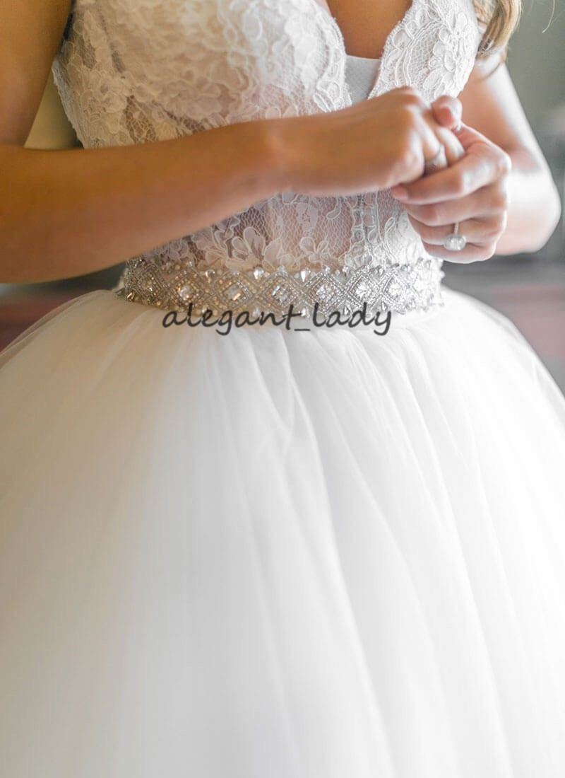 Full Lace Mermaid Wedding Dresses with Detachable Train 2019 V-neck Crystal Sash Outdoor Garden Bridal Gowns Wedding Dress Robe De Mariee