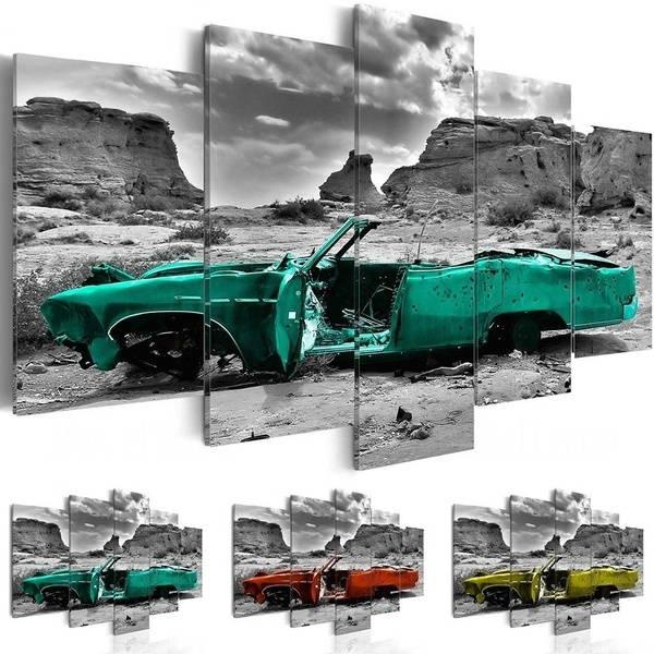 ( No Frame ) Vintage Auto Car Canvas Design Art Print Modern Home Office Decoration Gift for Boyfriend, Choose Color & Size