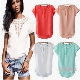 new summer O neck Carved hollow Sexy Slim Chiffon shirts short sleeve tops women t shirts white, Black
new summer O neck Carved hollow Sexy Slim Chiffon shirts short sleeve tops women t shirts white, Black