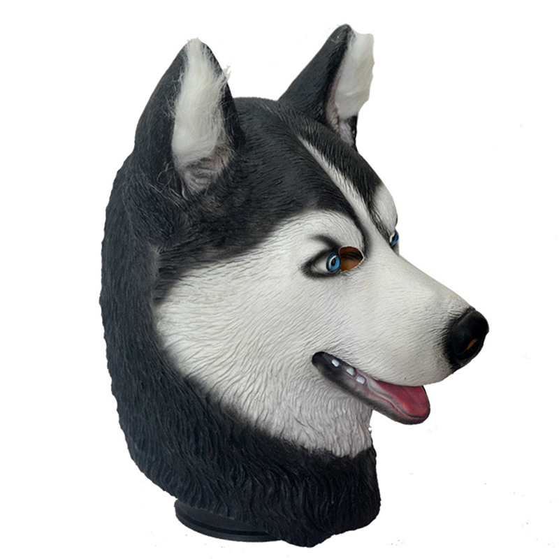 Party Masks Funny Halloween Trick Simulation Animal Husky Dog Head Environmental Protection Material Latex Mask Decoration 1