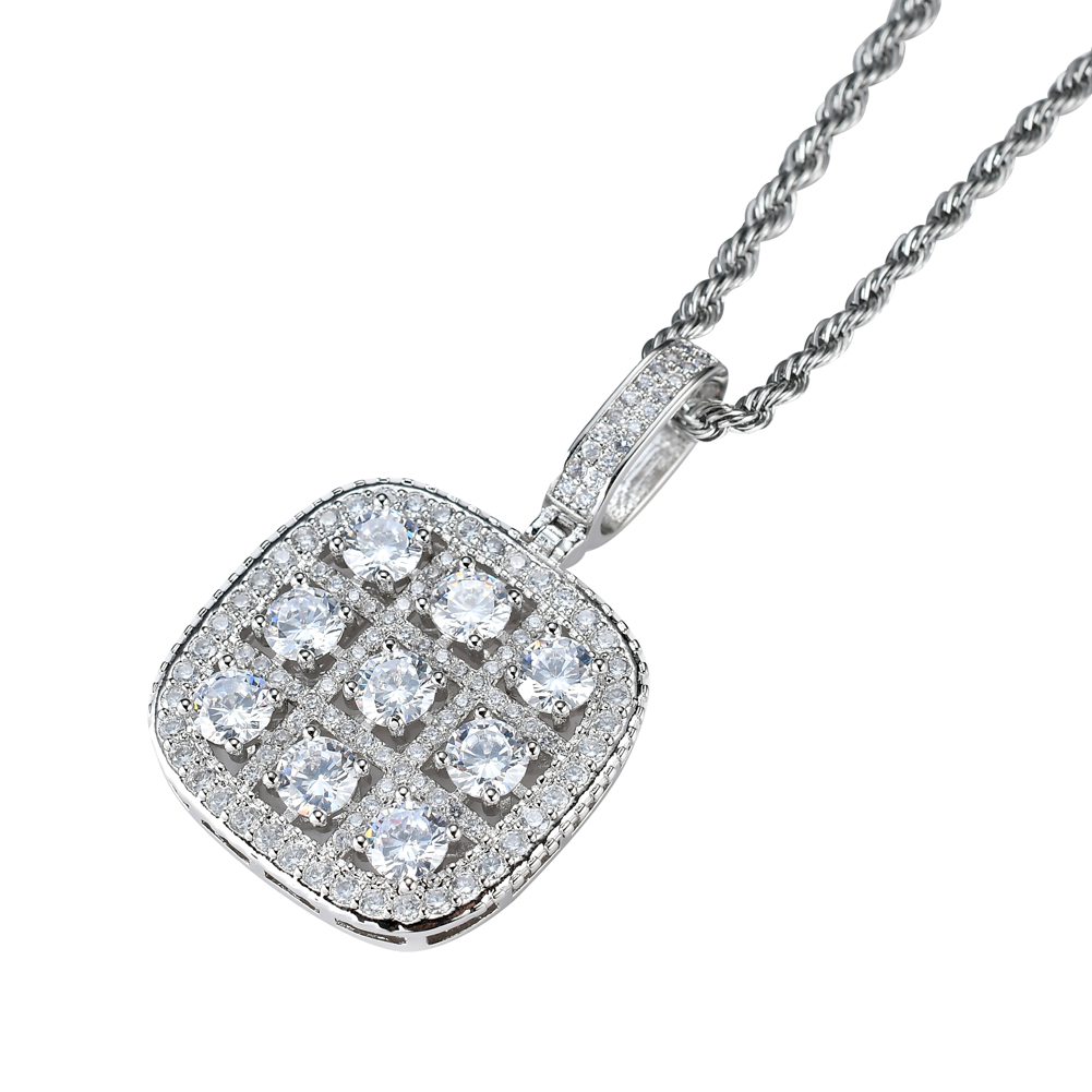 Wholesale- Hip Hop Sudoku Pendant Copper Micro pave with CZ stones Necklace Jewelry for men and women CN022
