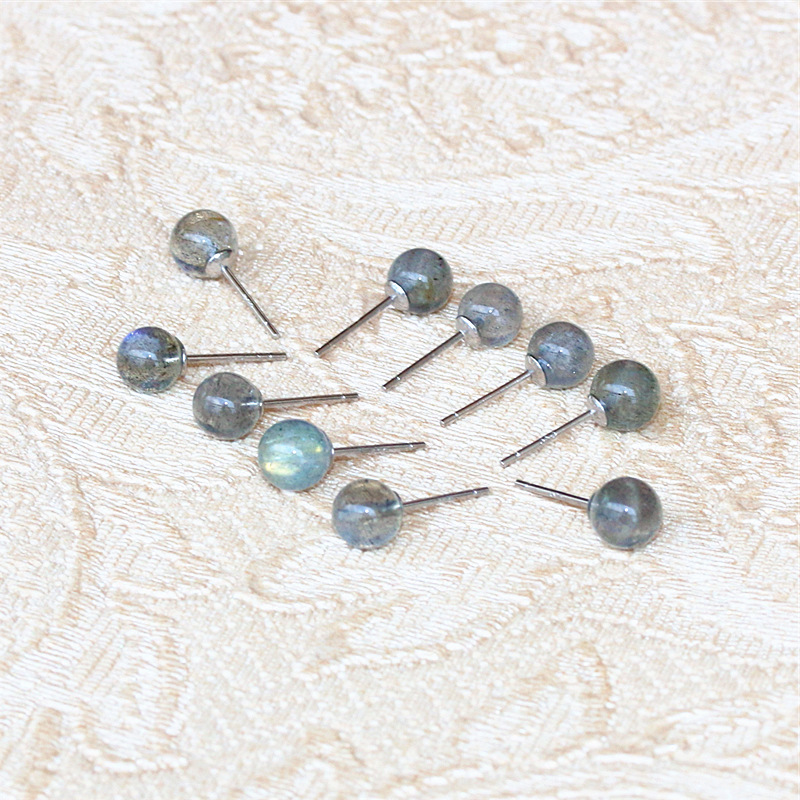 Brand 925 sterling silver semi-precious stones gemstones earrings classic American hand-made designer jewelry moonstone stud earring