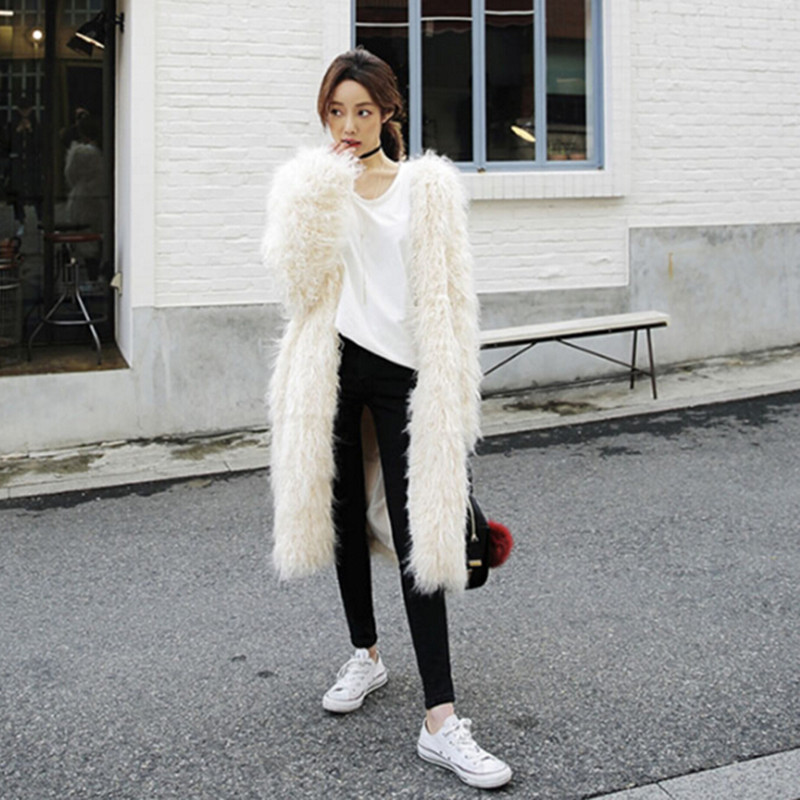 Stylish 4 inches Long Hairy Shaggy Faux Sheep Fur Coat Long sleeve Outwear Woman Winter keep Warm Mid Coat Tops, Ricewhite
Stylish 4 inches Long Hairy Shaggy Faux Sheep Fur Coat Long sleeve Outwear Woman Winter keep Warm Mid Coat Tops, Ricewhite