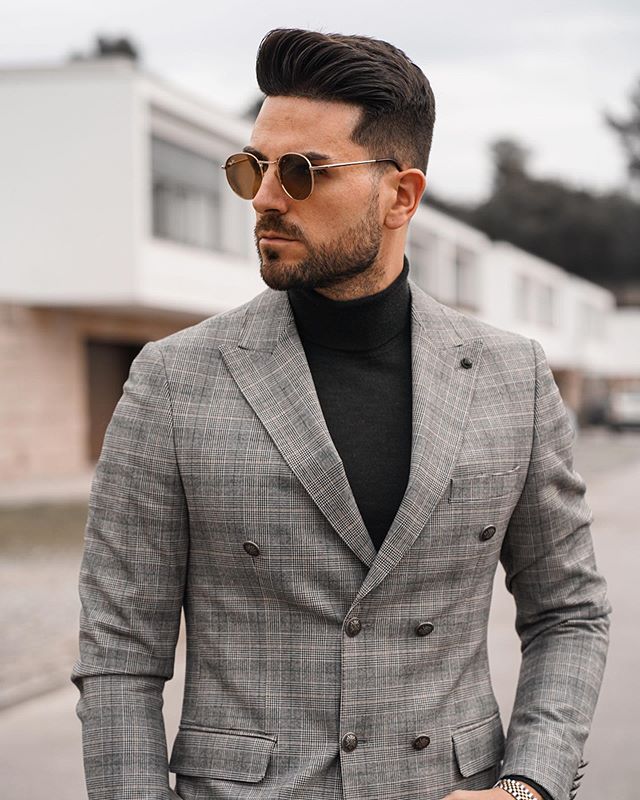 gray plaid men blazer wedding suit slim fit 2 pieces groom tuxedos best mens prom suits jacketpants custom made