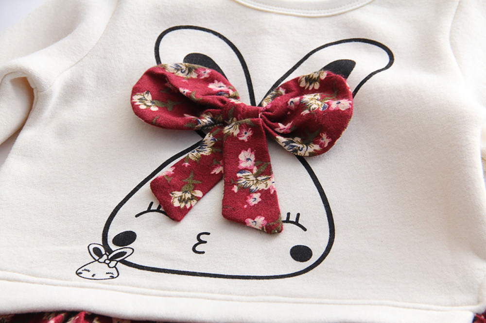 Fashion Baby Girl Dress Cartoon Rabbit Bunny Floral Princess Party Dress Clothes Kids dresses for girls meisjes jurk