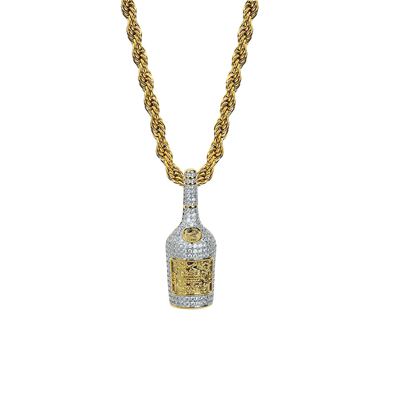 Personalized Whiskey Bottle Pendant Necklace Hip Hop Men's 18K Gold Plated New Style Charm Pendants Jewelry