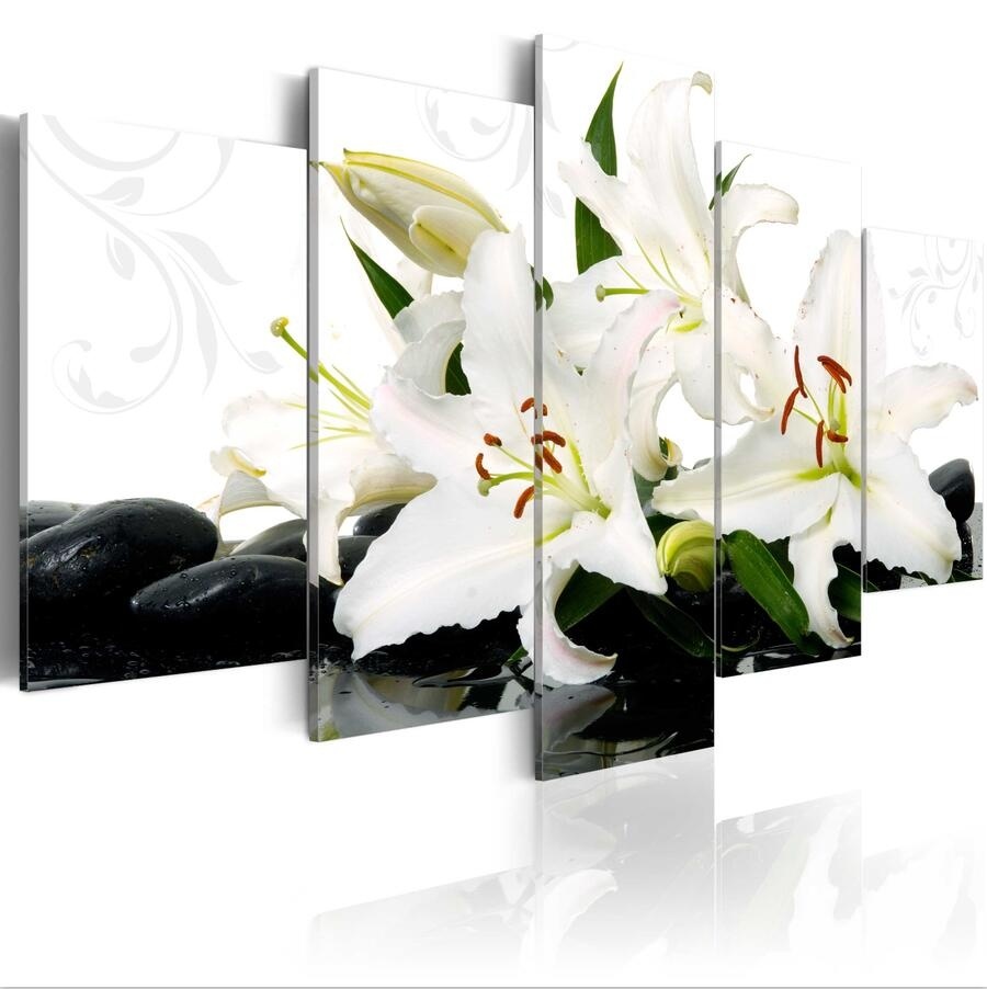 5PCS/Set Abstract Stone Lily Art Print Frameless Canvas Painting Wall Picture Home Decoration No Frame