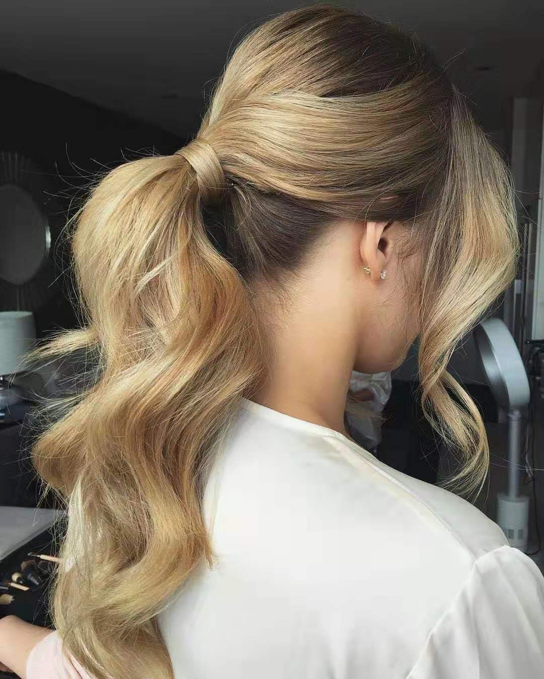 Honey Blonde Clip In Human Hair Ponytail Extensions 12/16/20 inches Natural Body Wave Hair Piece Wrap Around Pony Tail For Women